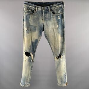 SCOTCH AND SODA Size 34 Blue Acid Wash Cotton Button Fly Jeans